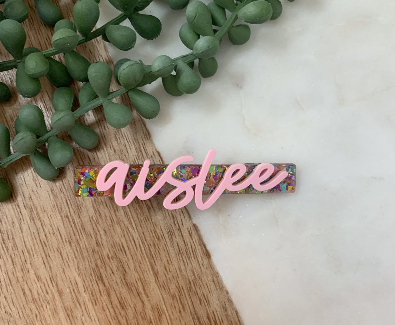 Personalized Glitter Barrettes