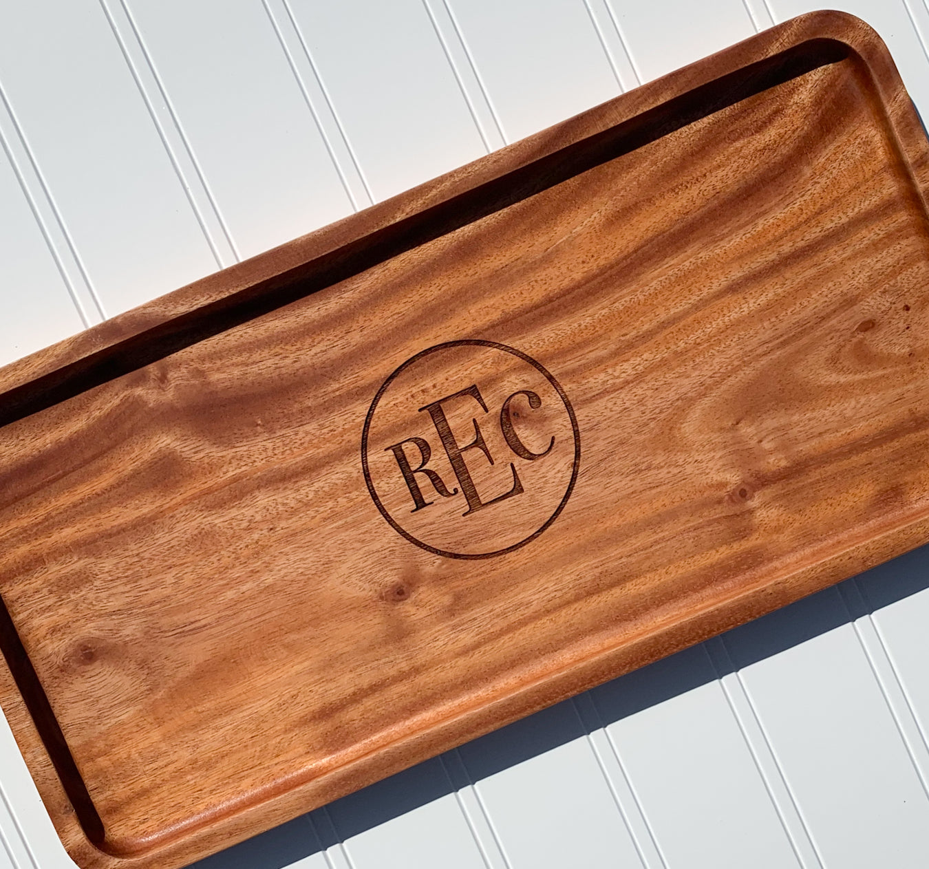 Engraved wood tray